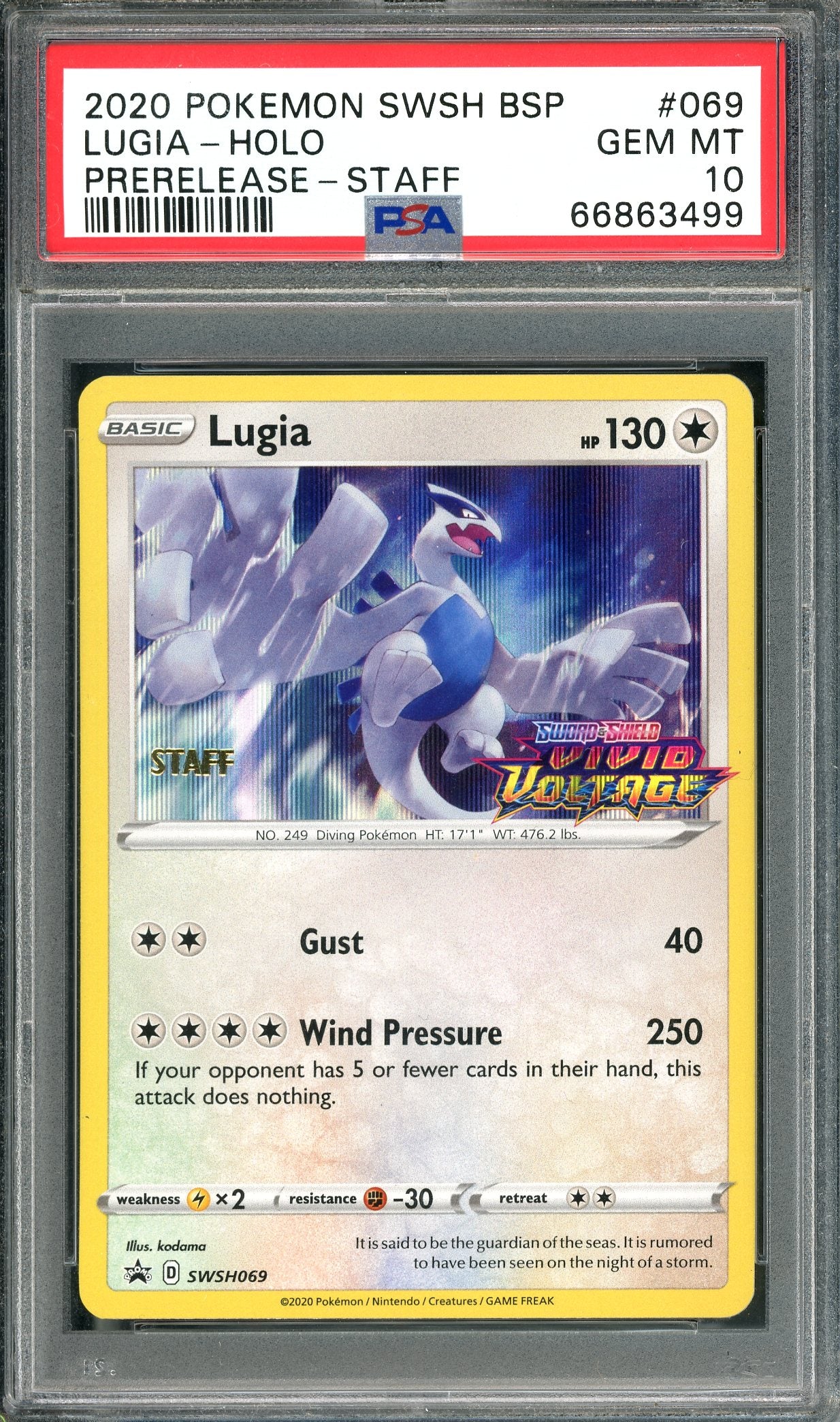 PSA 10 Lugia - Holo Staff Prerelease [SWSH Prerelease Promo]