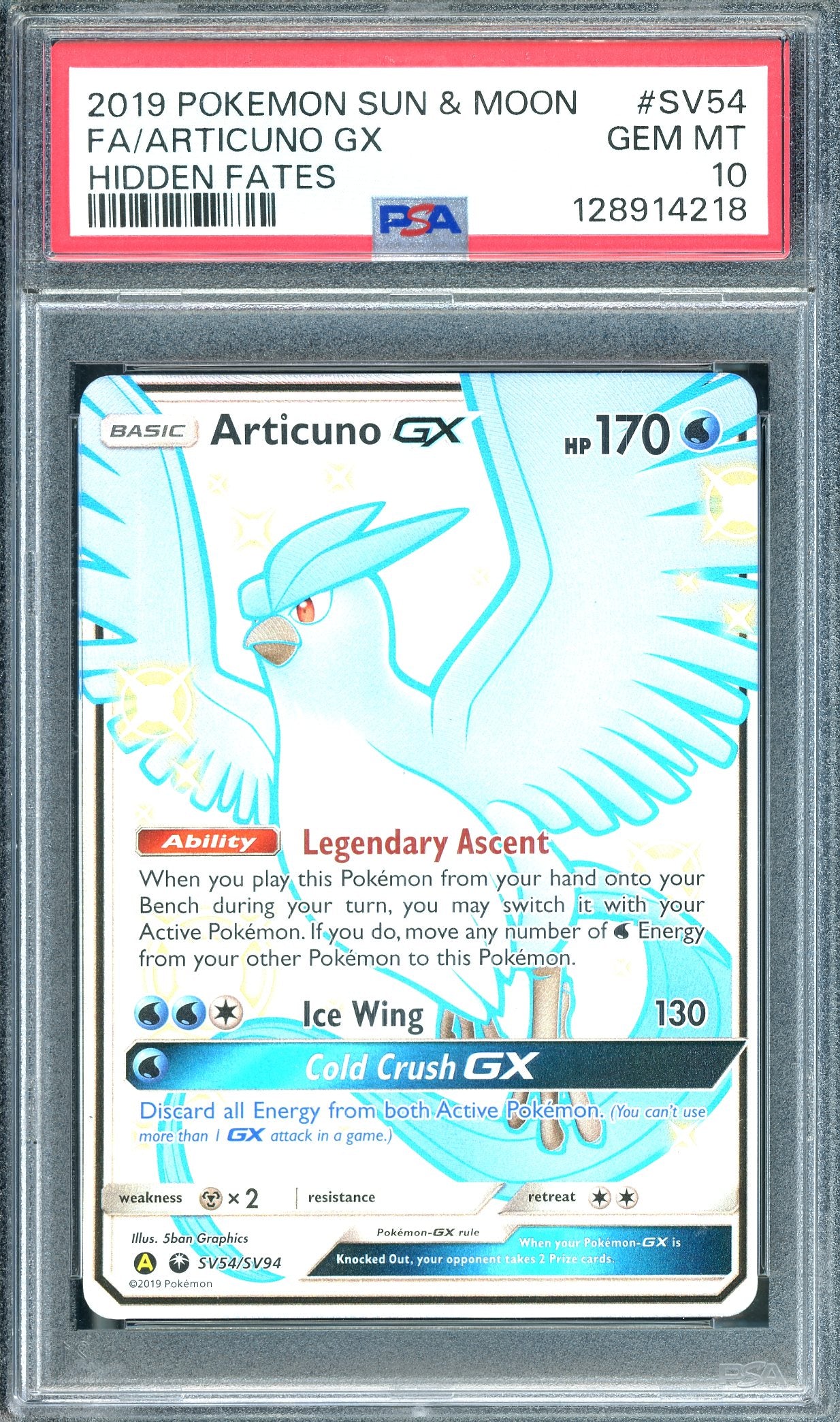 PSA 10 Articuno GX (SV54/SV94) [Sun & Moon: Hidden Fates]