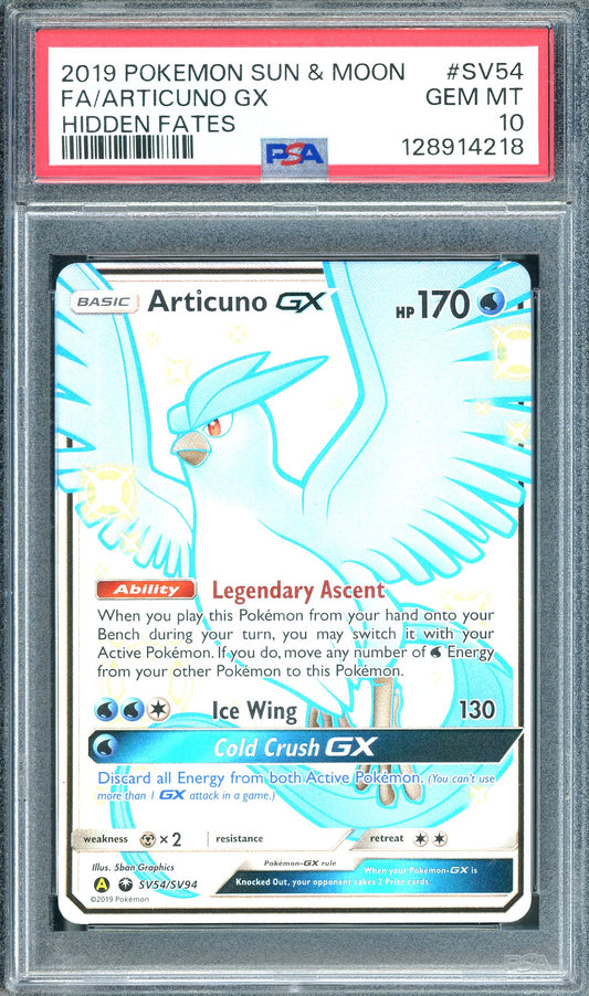 PSA 10 Articuno GX (SV54/SV94) [Sun & Moon: Hidden Fates]