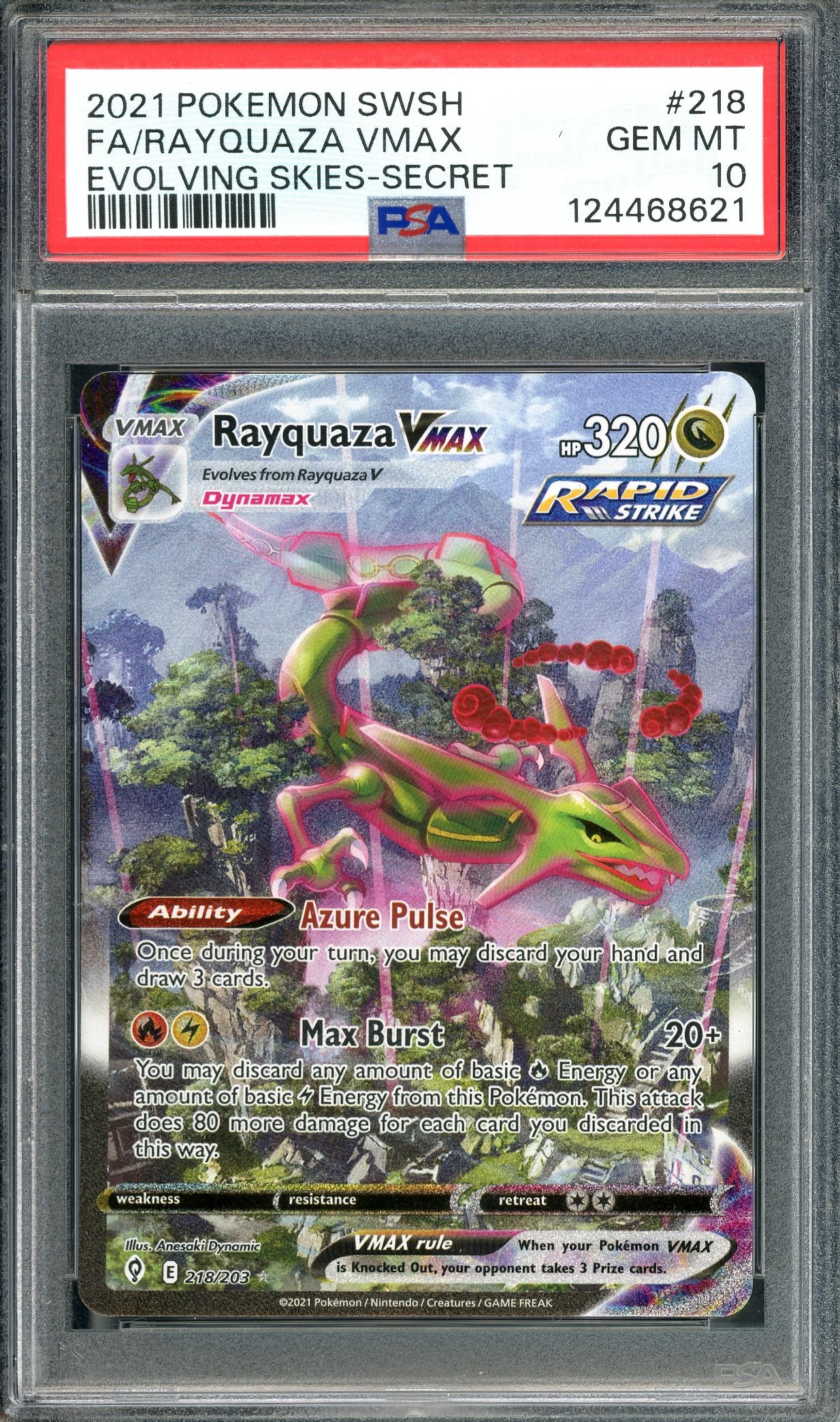 PSA 10 Rayquaza VMAX Alt Art (218/203) [Pokemon Evolving Skies]