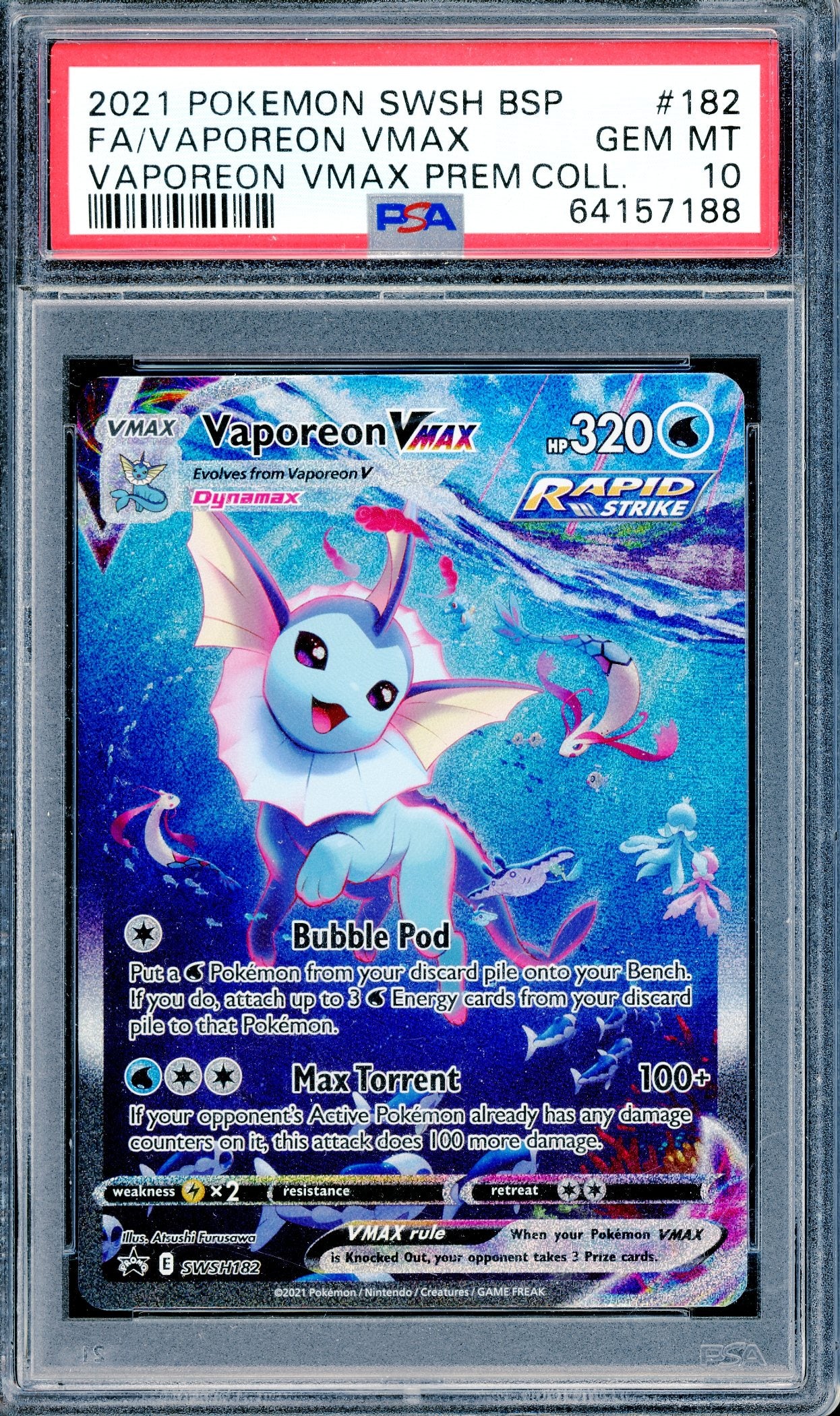 PSA 10 Vaporeon VMAX (SWSH182) [Pokemon Sword & Shield Promos]