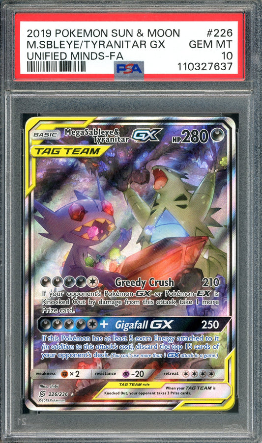 PSA 10 Mega Sableye & Tyranitar GX (226/236) [Pokemon Sun & Moon: Unified Minds]