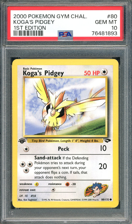 PSA 10 Koga's Pidgey (80/132) [Pokemon Gym Challenge]