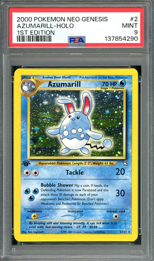 PSA 9 Azumarill Holofoil (2/111) [Neo Genesis 1st Edition]