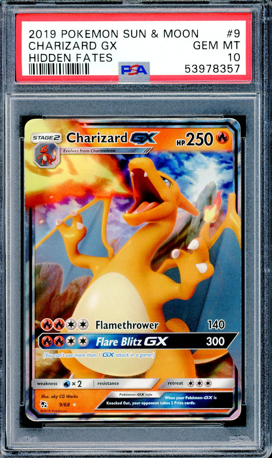 PSA 10 Charizard GX (9/68) [Pokemon Sun & Moon Hidden Fates]