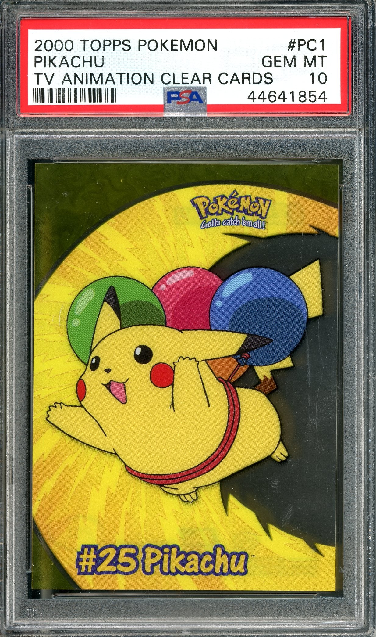 PSA 10 Pikachu (PC1) [Topps Pokemon TV Animation Clear Cards]