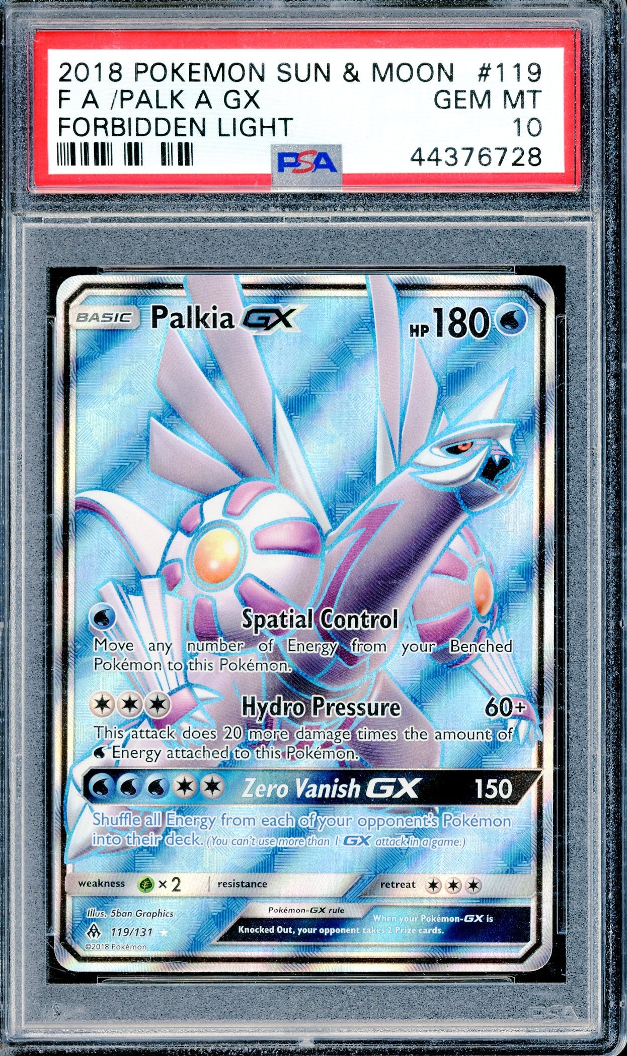 PSA 10 Palkia GX (119/131) [Pokemon Sun & Moon: Forbidden Light]