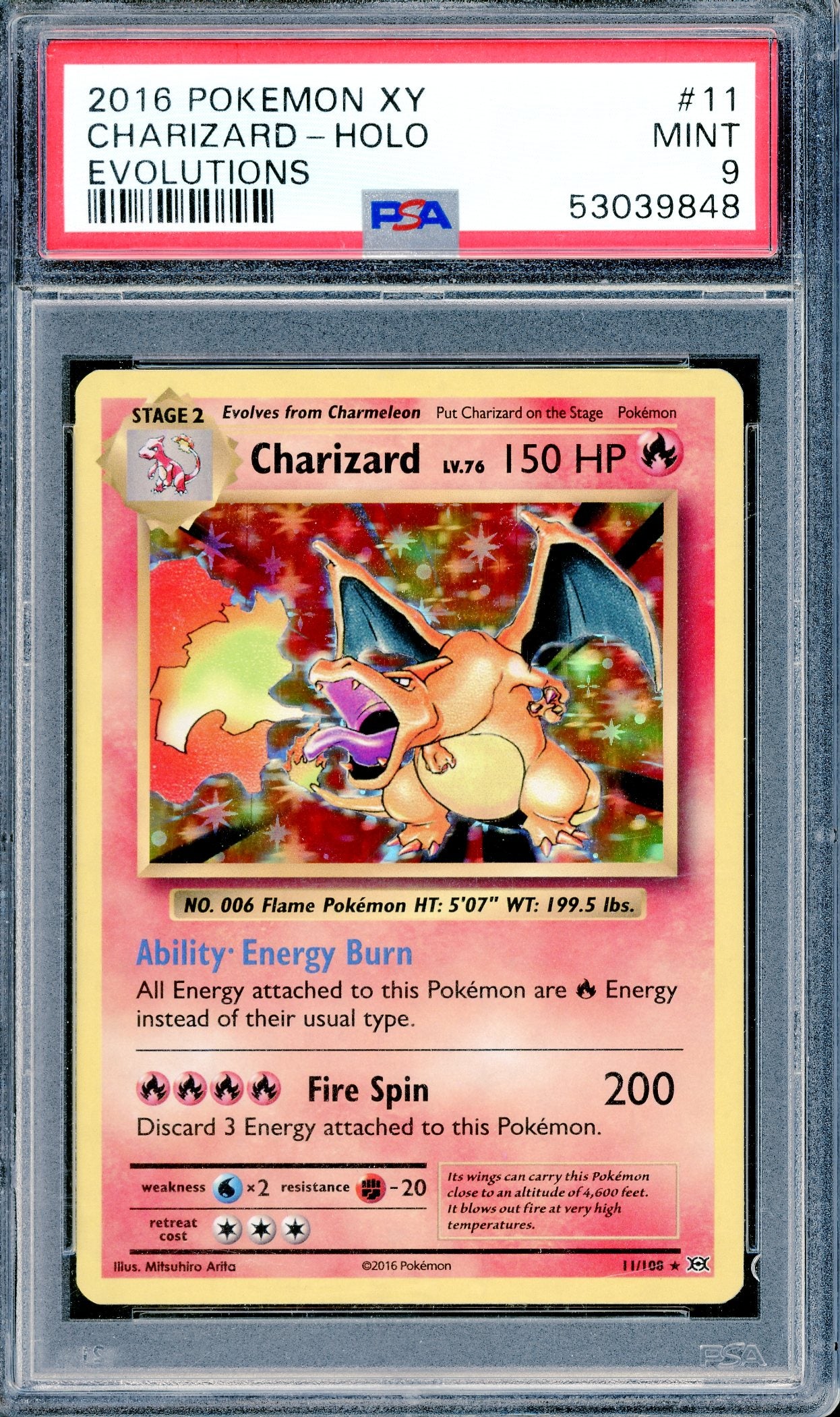 PSA 9 Charizard - Holo (11/108) [Pokemon XY Evolutions]
