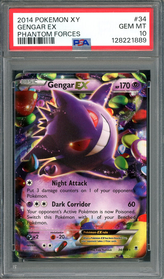 PSA 10 Gengar EX (34/119) [Pokemon XY Phantom Forces]