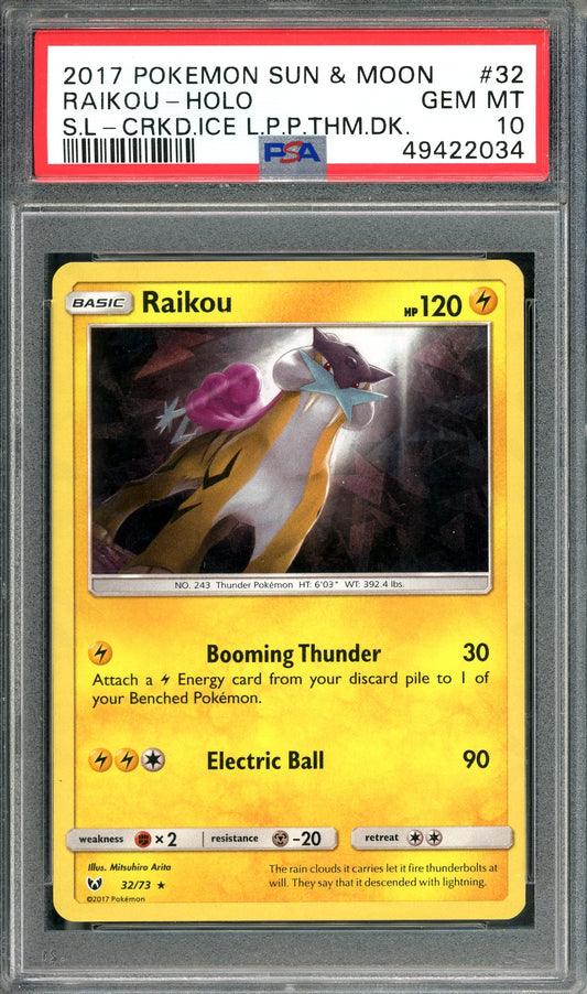 PSA 10 Raikou (32/73) [Pokemon Sun & Moon: Hidden Fates]