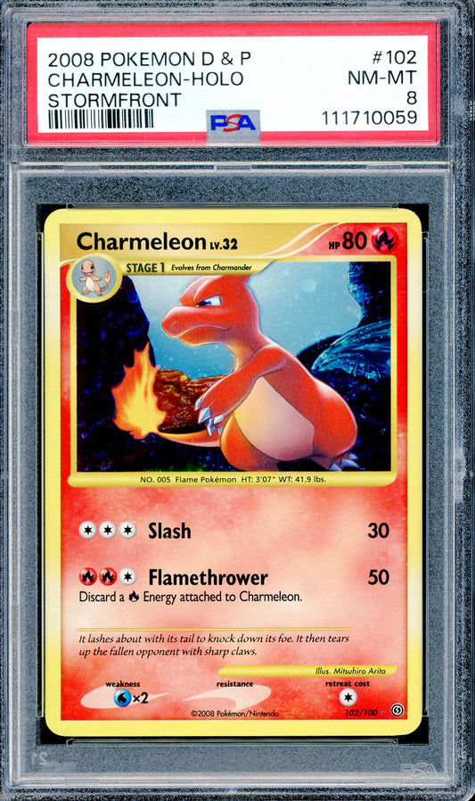 PSA 8 Charmeleon - Holo (102/100) [Pokemon Diamond & Pearl Stormfront]