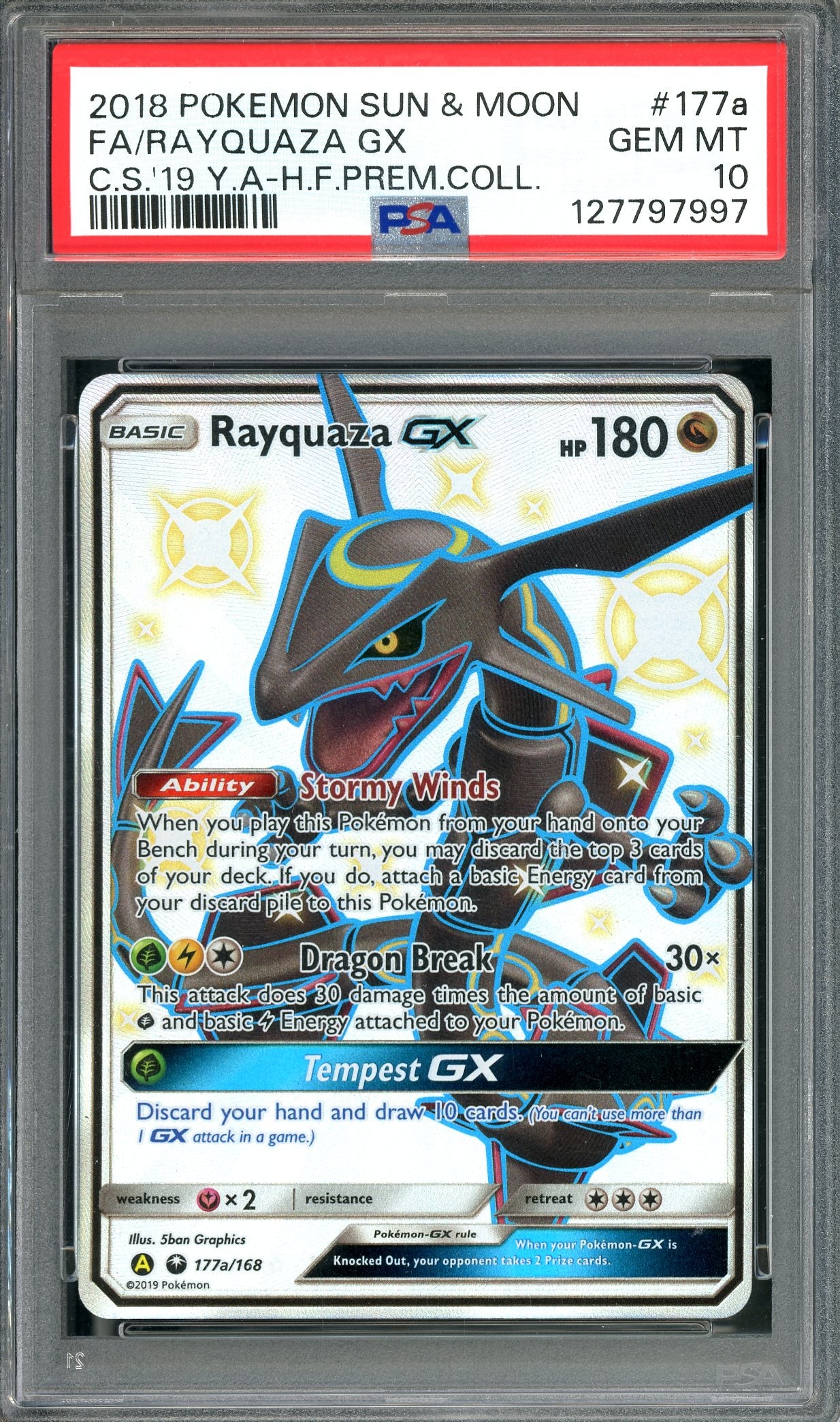 PSA 10 Rayquaza GX (177a/168) [Pokemon Sun & Moon Hidden Fates]