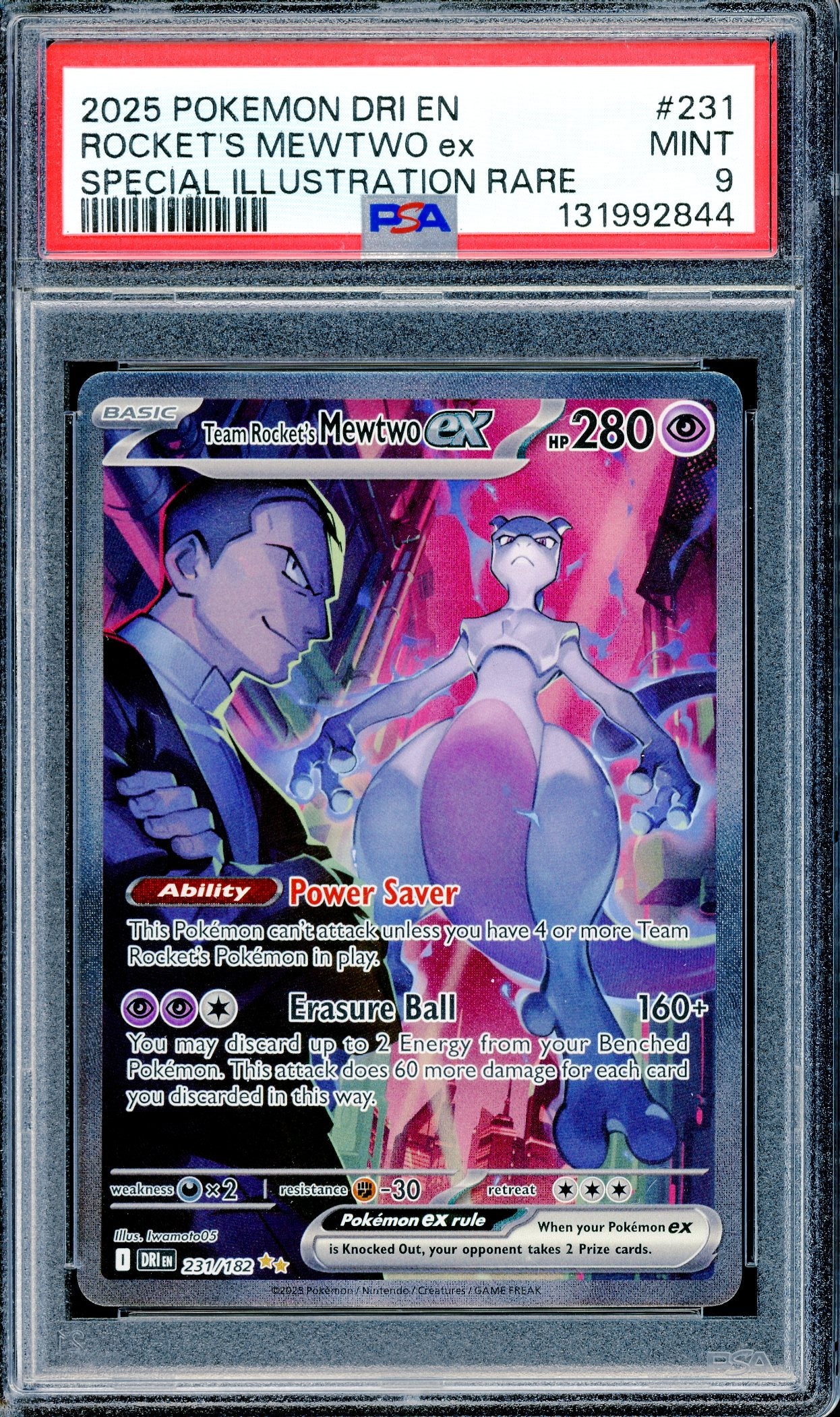 PSA 9 Team Rocket's Mewtwo ex (231/182) [Pokemon Scarlet & Violet Destined Rivals]