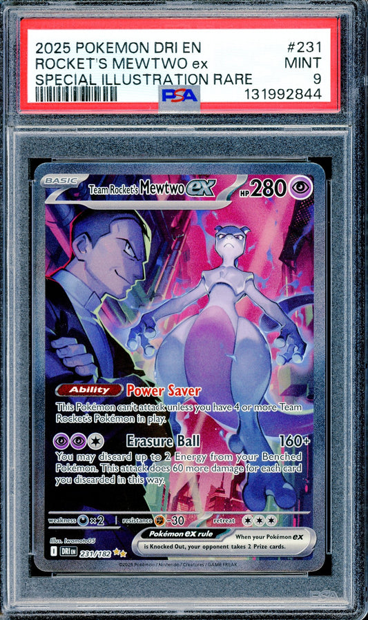 PSA 9 Team Rocket's Mewtwo ex (231/182) [Pokemon Scarlet & Violet Destined Rivals]