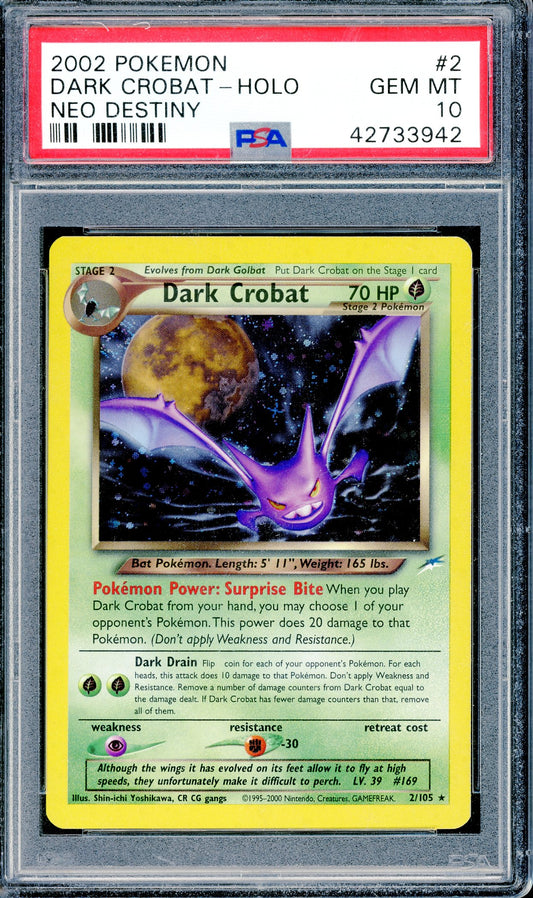 PSA 10 Dark Crobat - Holo (2/105) [Pokemon Neo Destiny]