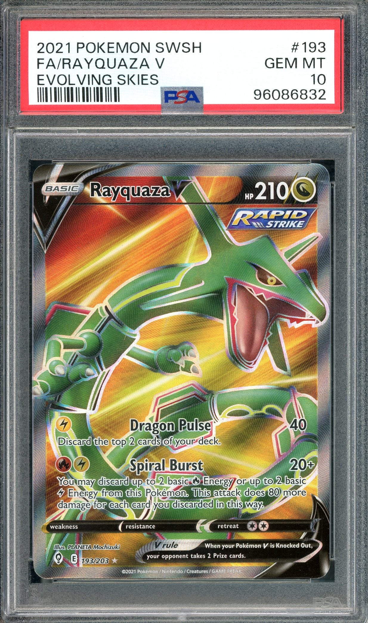 PSA 10 Rayquaza V (193/203) [Pokemon Sword & Shield Evolving Skies]