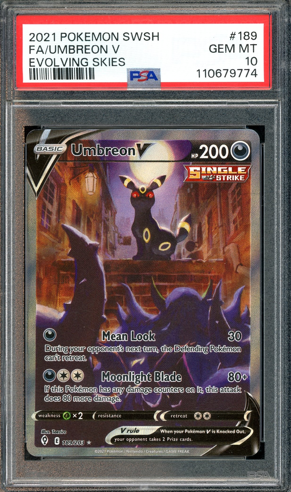 PSA 10 Umbreon V (189/203) [Pokemon Sword & Shield Evolving Skies]