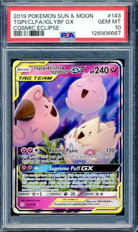 PSA 10 Togepi & Cleffa & Igglybuff (143/236) [Pokemon Sun & Moon Cosmic Eclipse]