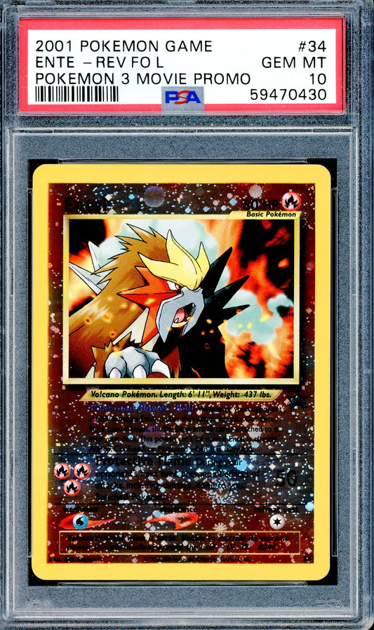 PSA 10 Entei - Rverse Foil (34) [Pokemon 3 Movie Promo]