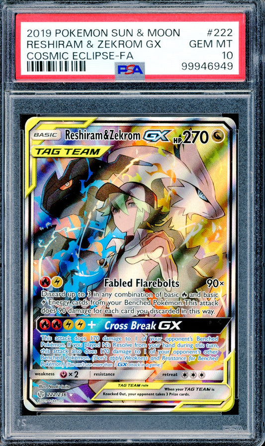 PSA 10 Reshiram & Zekrom GX (222/236) [Pokemon Sun & Moon Cosmic Eclipse]