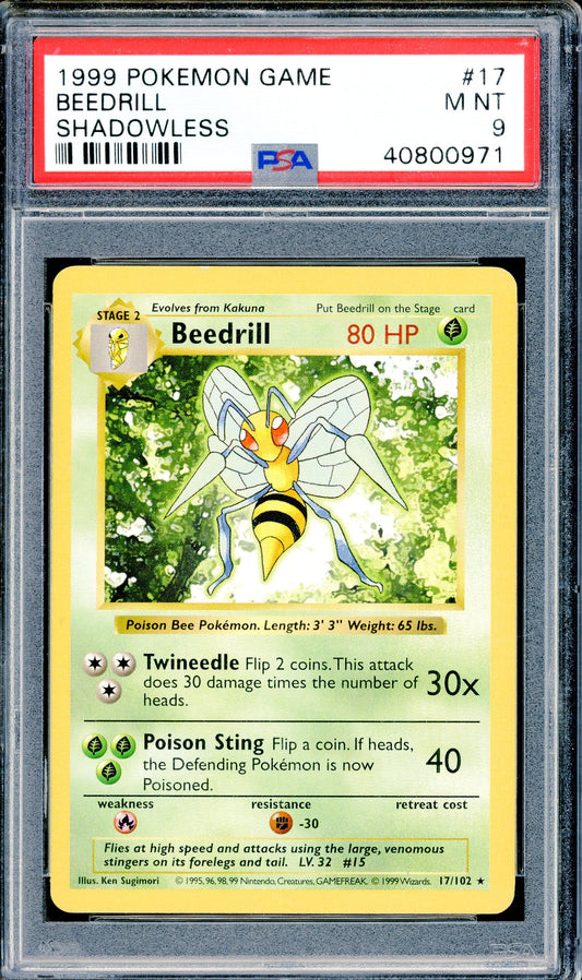 PSA 9 Beedrill Shadowless (17/102) [1999 Pokemon Base Set]