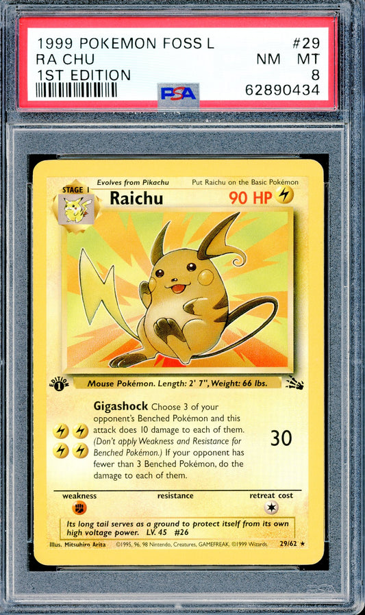 PSA 8 Raichu 1st Edition (29/62) [Pokemon Fossil]