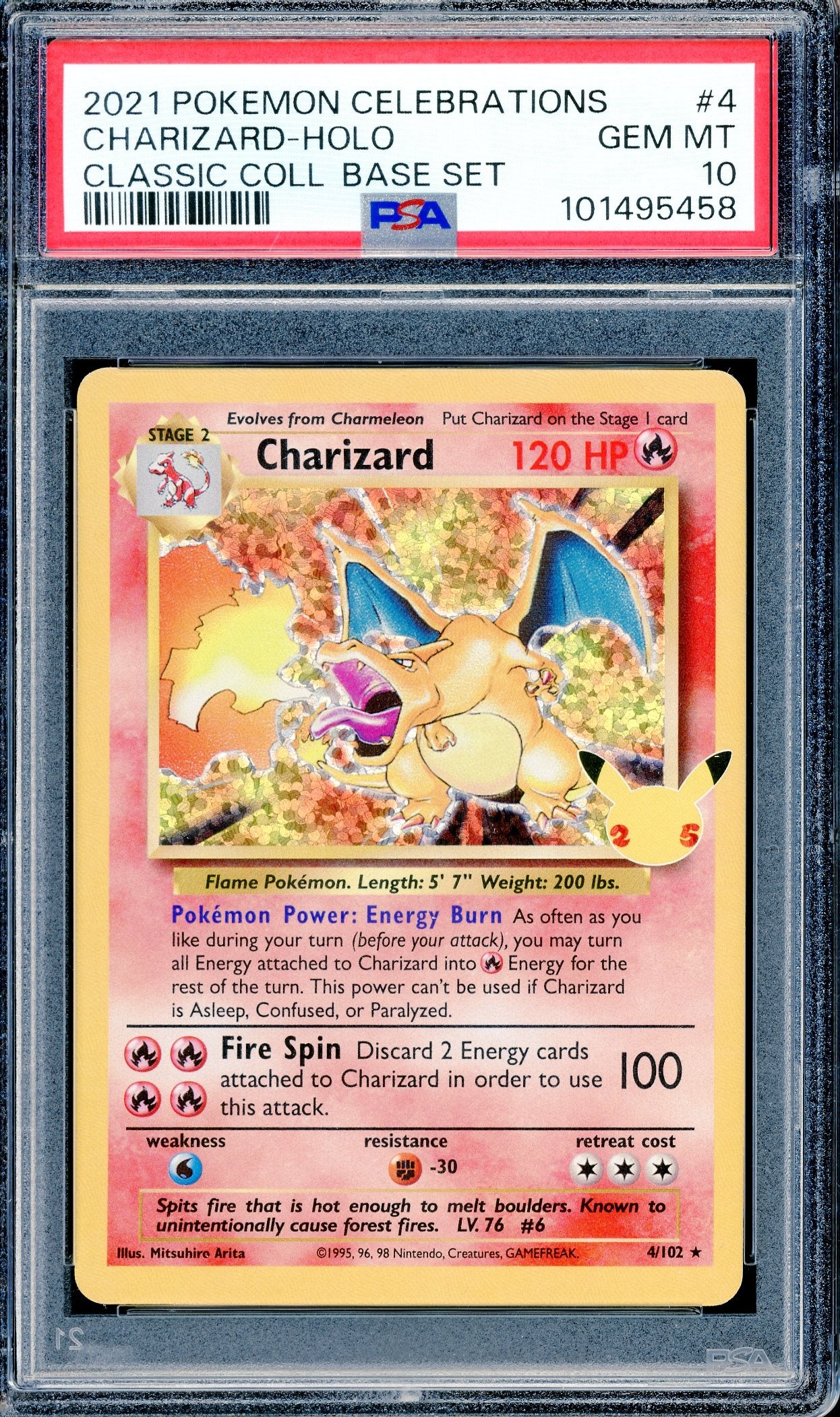 PSA 10 Charizard - Holo 2021 (4/102) [25th Celebrations]