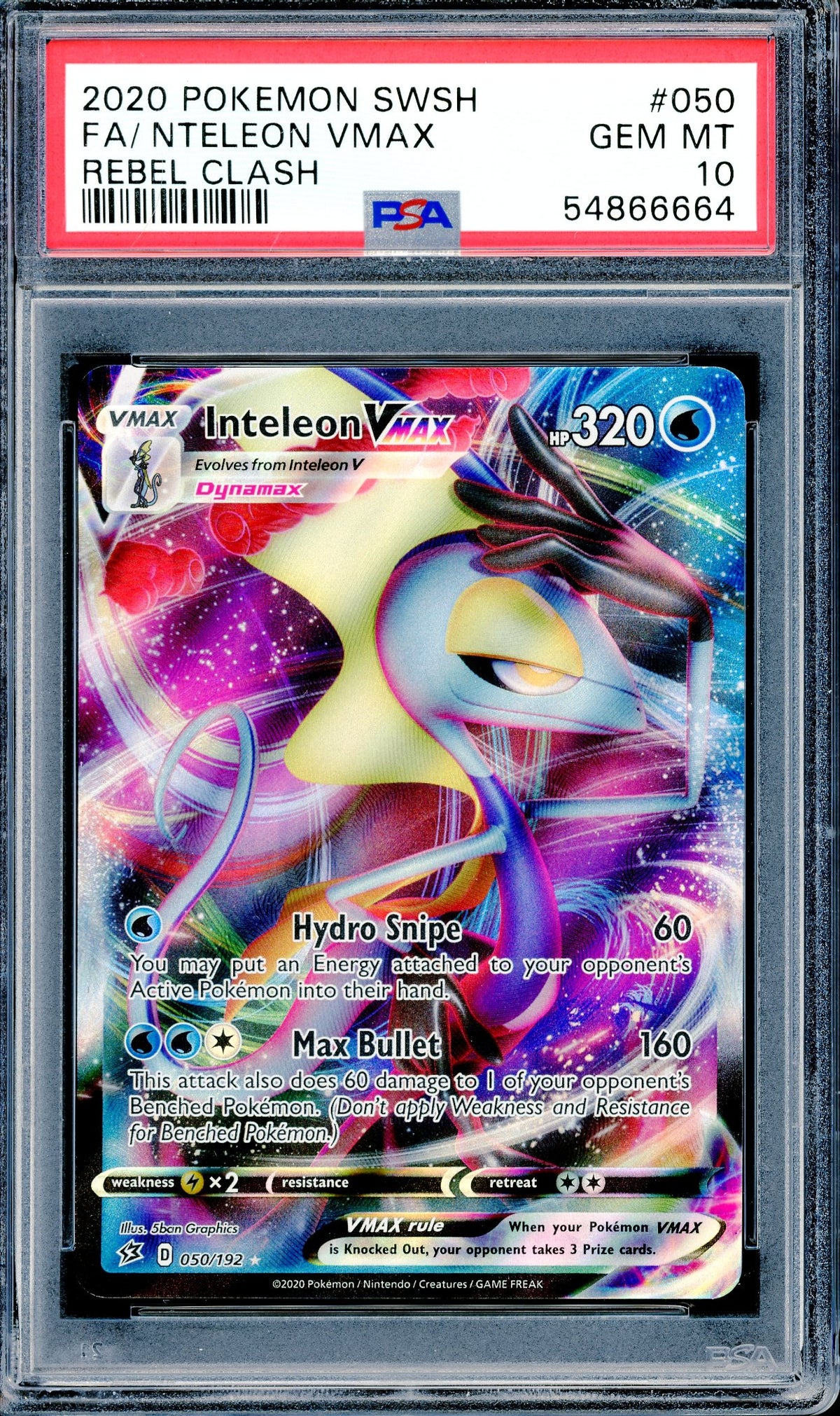 PSA 10 FA/Inteleon VMAX (050/192) [SWSH Rebel Clash]