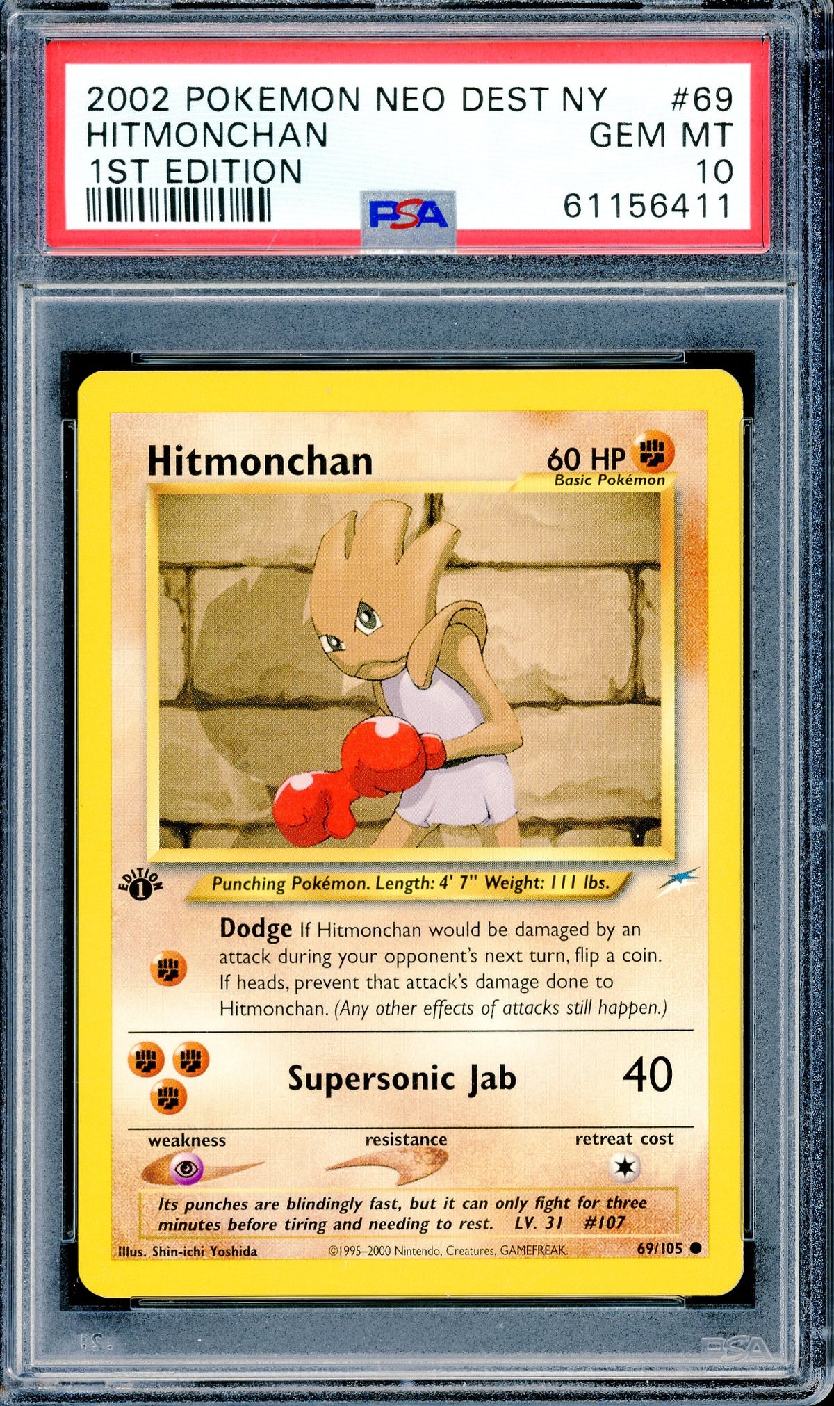 PSA 10 1st ED Hitmonchan (69/105) [WOTC Neo Destiny 1st ED]