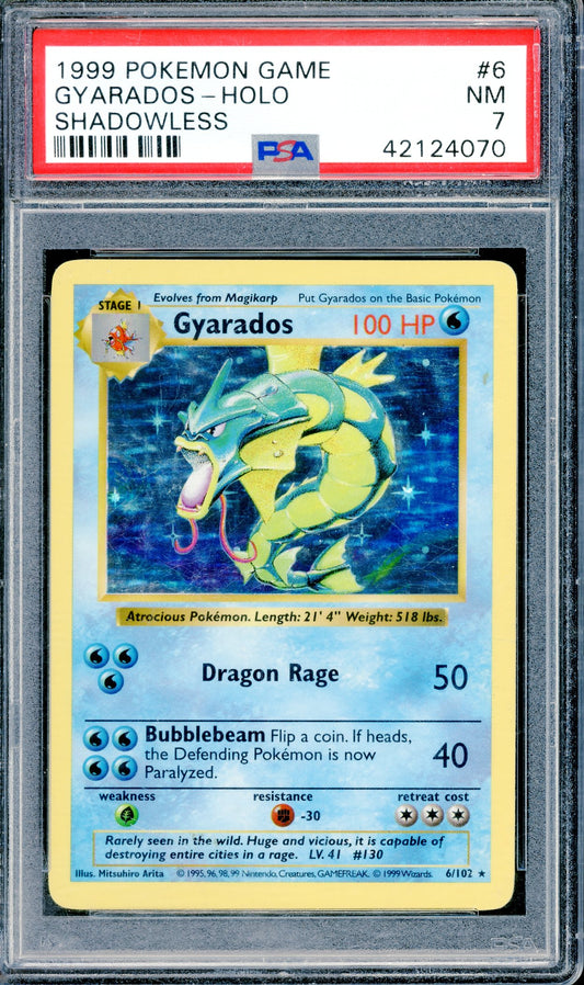 PSA 7 Gyarados Shadowless Holo (6/102) [1999 Pokemon Base Set]