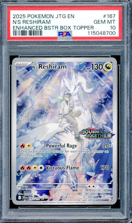 PSA 10 N's Reshiram (167/159) [Pokemon Journey Together Stamped Promo]