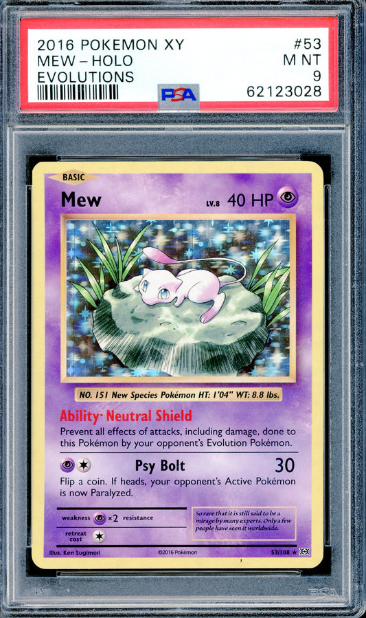 PSA 9 Mew Holo (53/108) [Pokemon Evolutions]