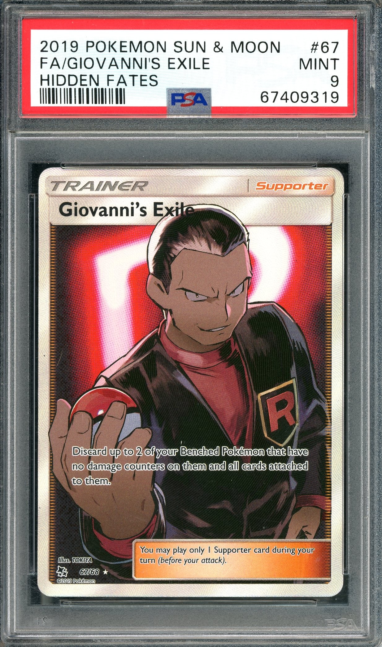PSA 9 Giovanni's Exile (67/68) [Pokemon Sun & Moon: Hidden Fates]