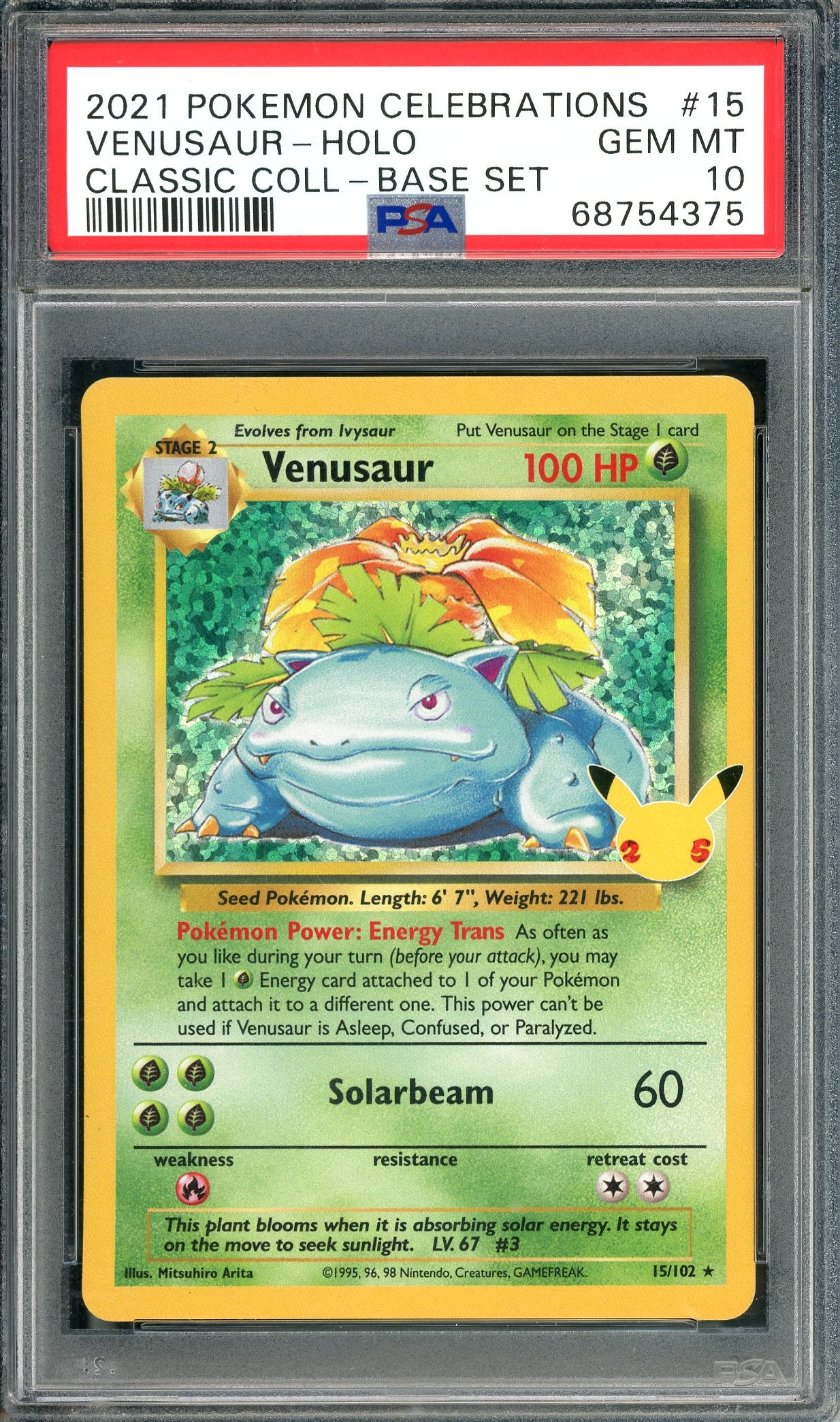 PSA 10 Venusaur - Holo (15/102) [Pokemon Celebrations Classic Collection]