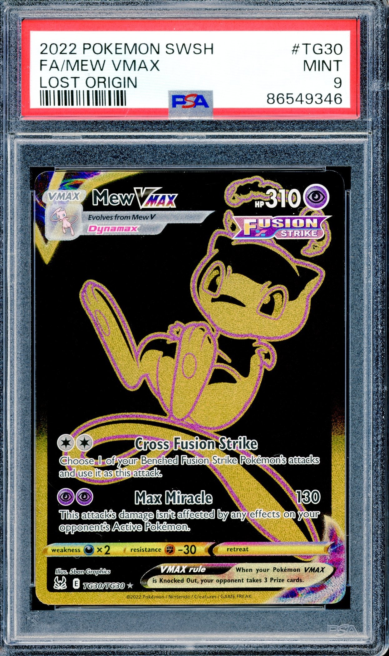 PSA 9 FA/Mew Vmax (TG30/TG30) [SWSH Lost Origin]