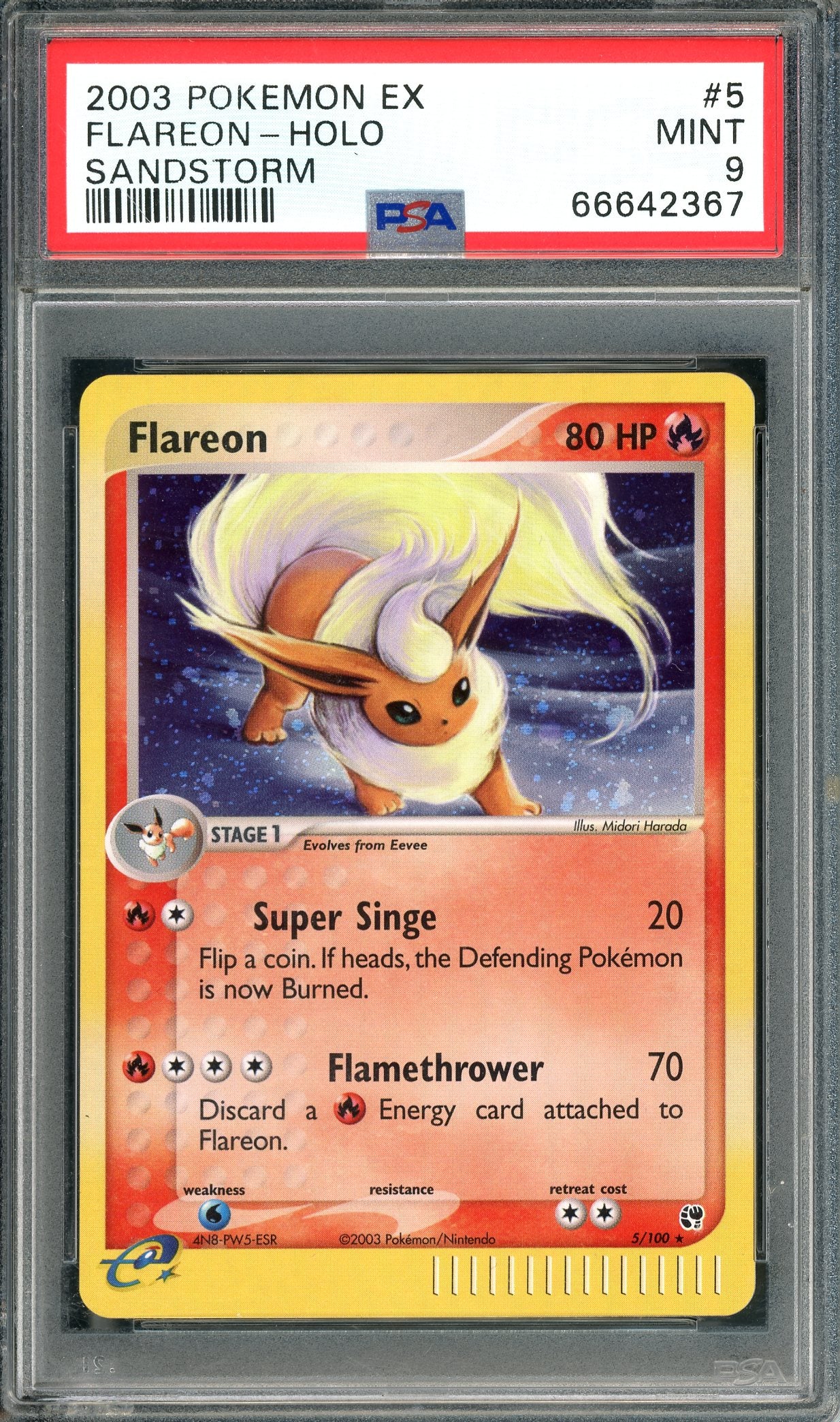 PSA 9 Flareon - Holo (5/100) [Pokemon EX Sandstorm]