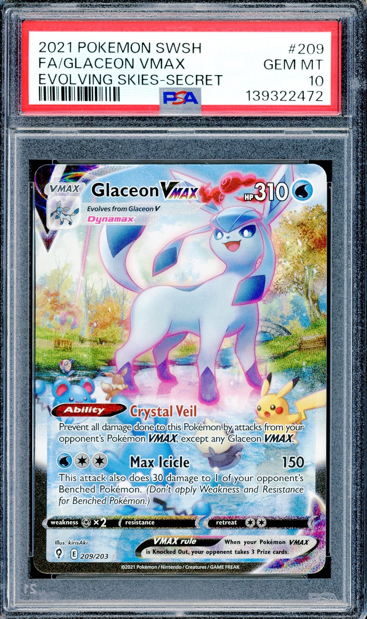 PSA 10 Glaceon VMAX (209/203) [Pokemon Evolving Skies]