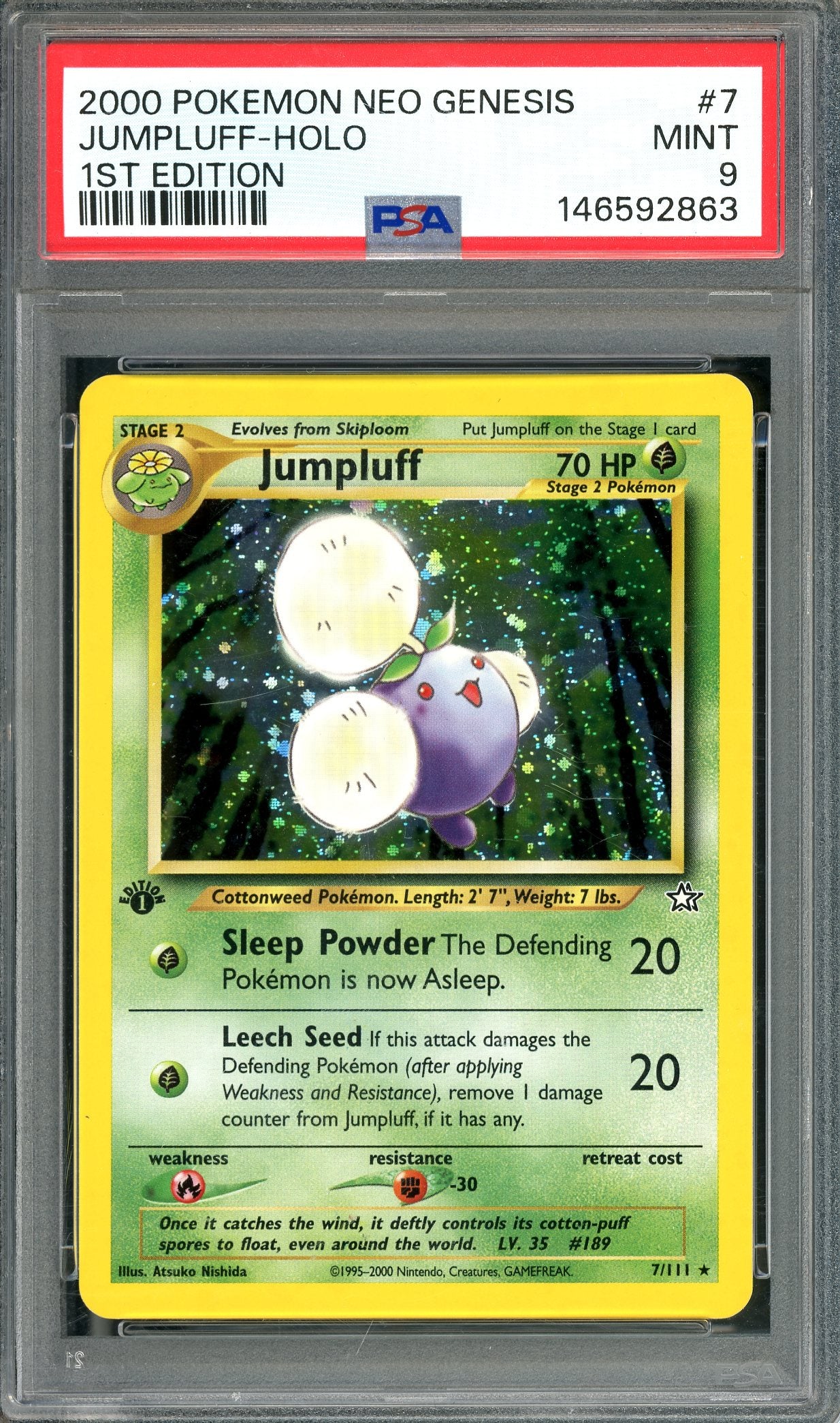 PSA 9 Jumpluff - Holo (7/111) [Pokemon 1st Edition Neo Genesis]