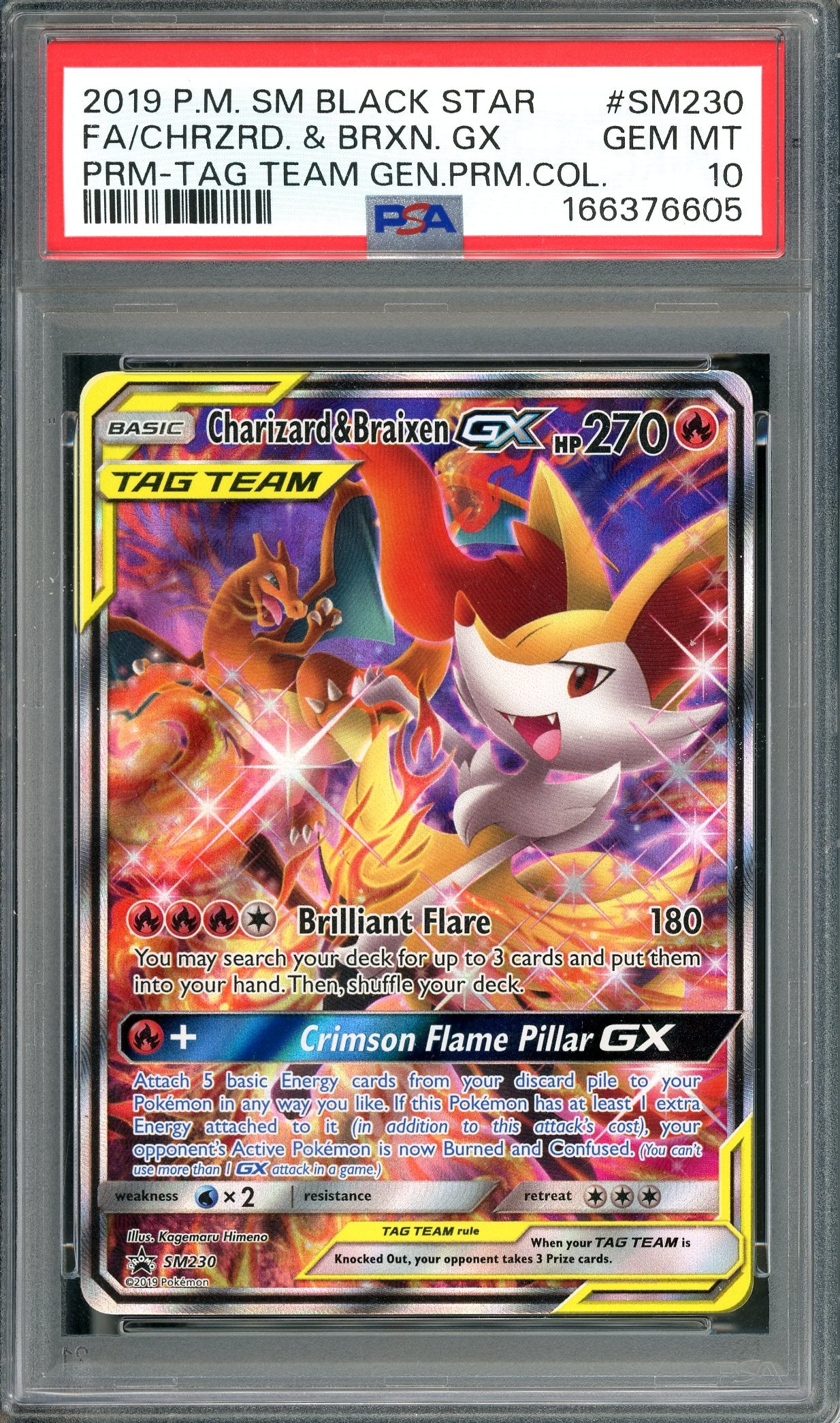 PSA 10 Charizard & Braixen GX (SM230) [Pokemon Black Star Promo]