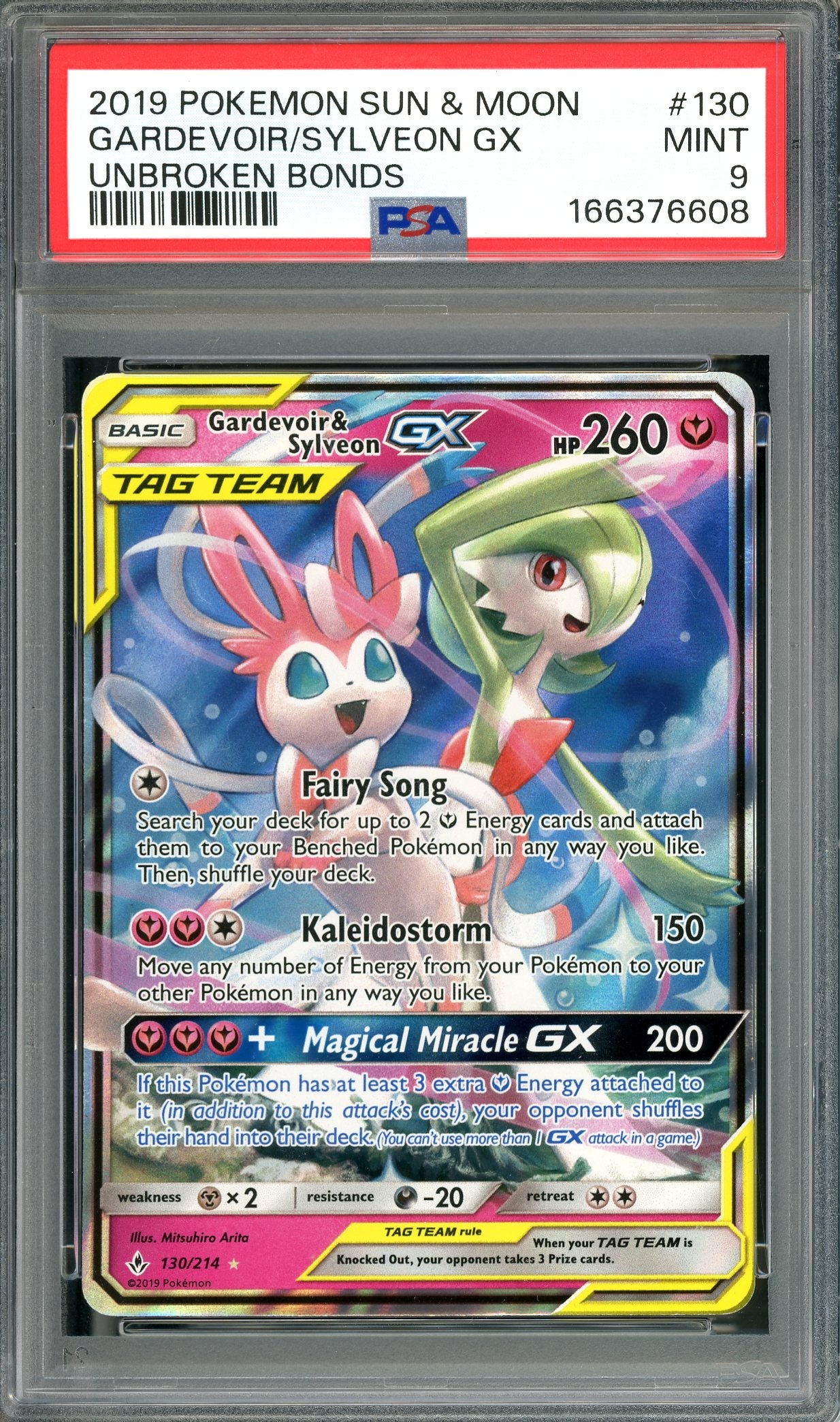 PSA 9 Gardevoir & Sylveon GX (130/214) [Pokemon Unbroken Bonds]