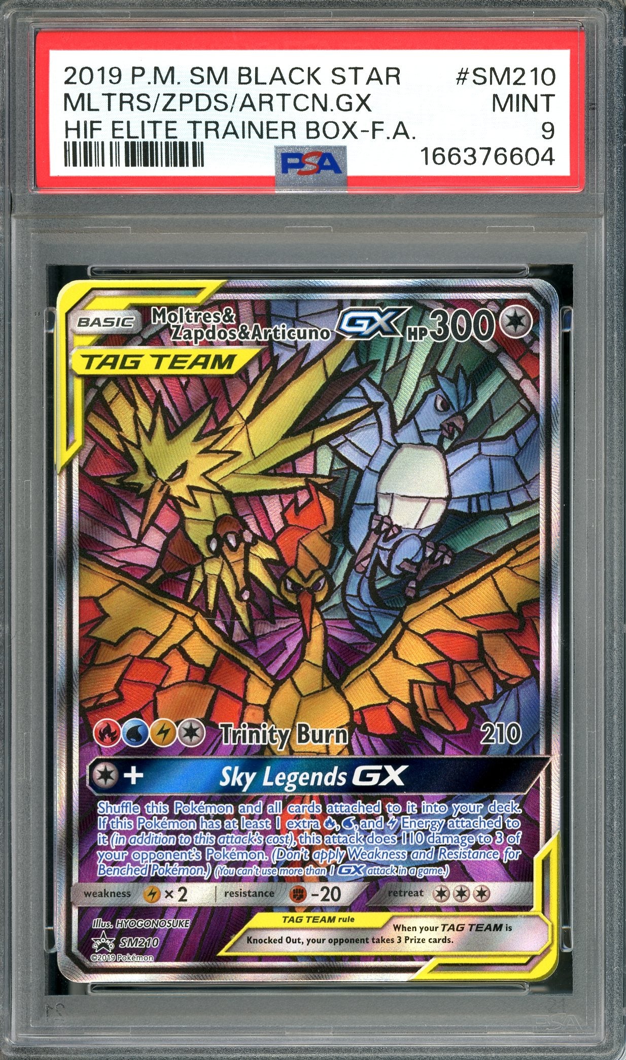 PSA 9 Moltres & Zaptops & Articuno GX (SM210) [Pokemon Black Star Promo]