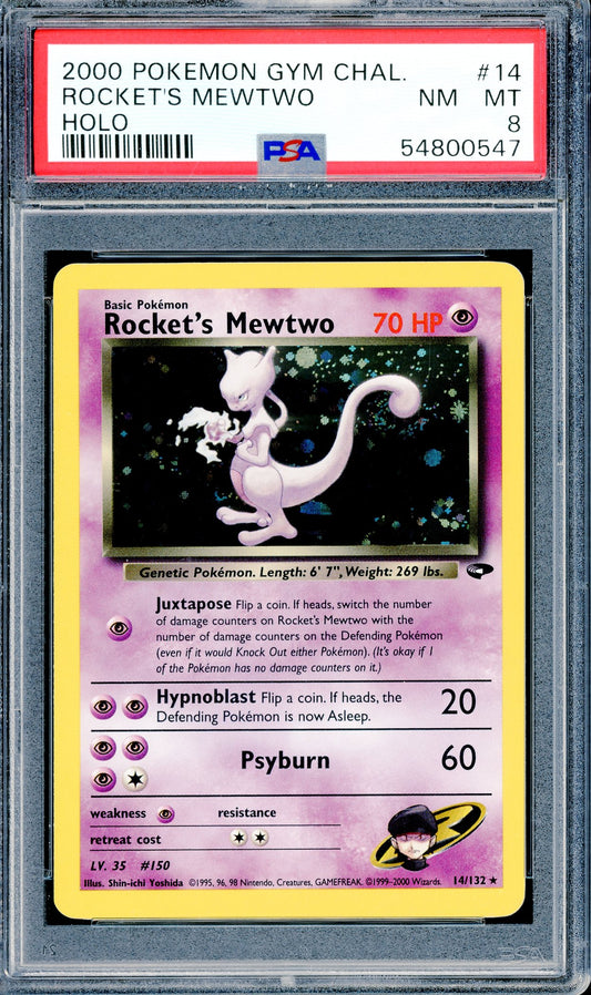 PSA 8 Rocket's Mewtwo - Holo (14/132) [WOTC Gym Challenge]