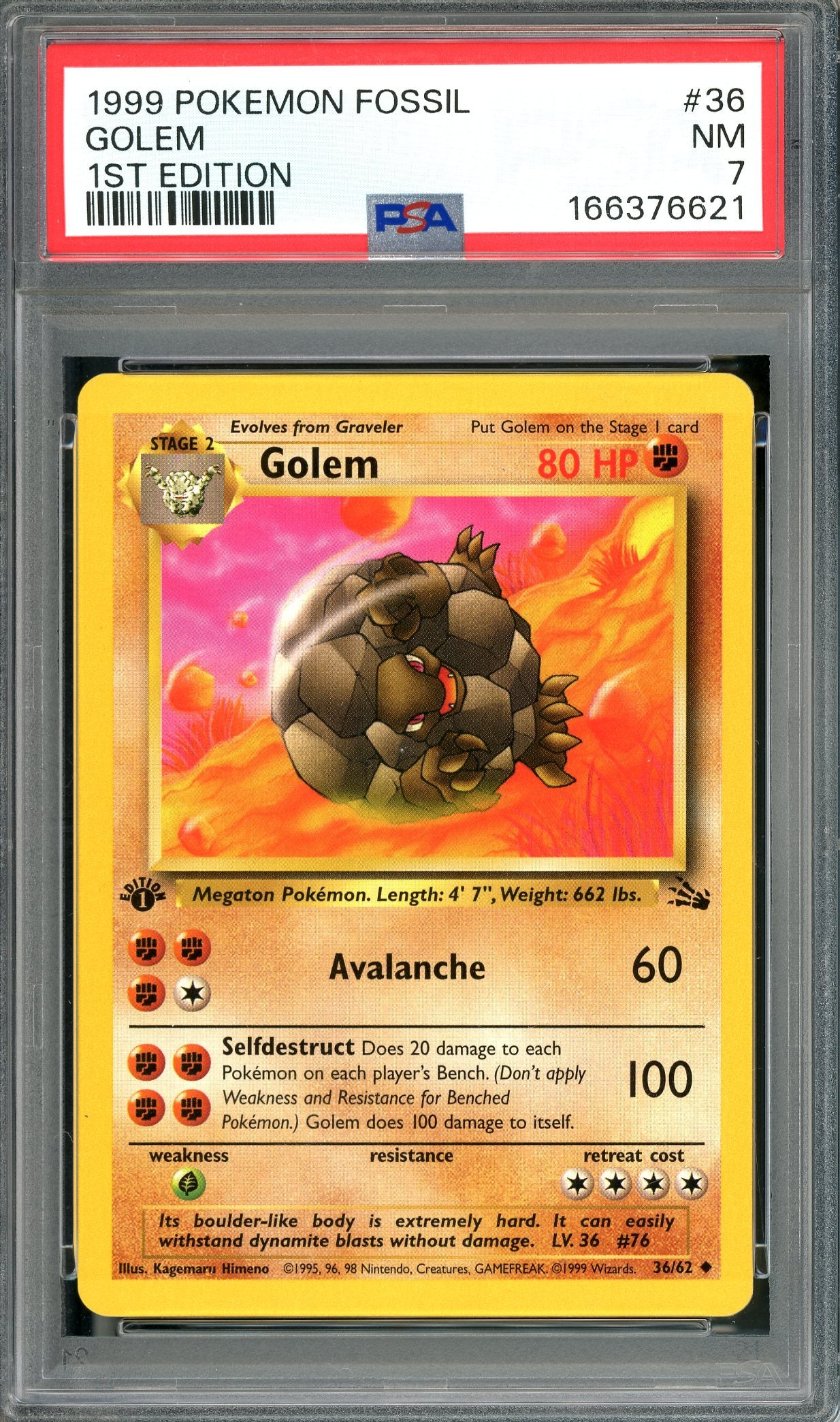 PSA 7 Golem (36/62) [Pokemon Fossil 1st Edition]
