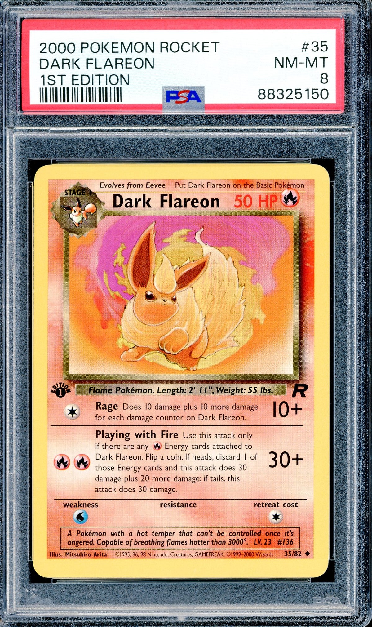 PSA 8 1st ED Dark Flareon (35/82) [WOTC 1st ED Team Rocket]