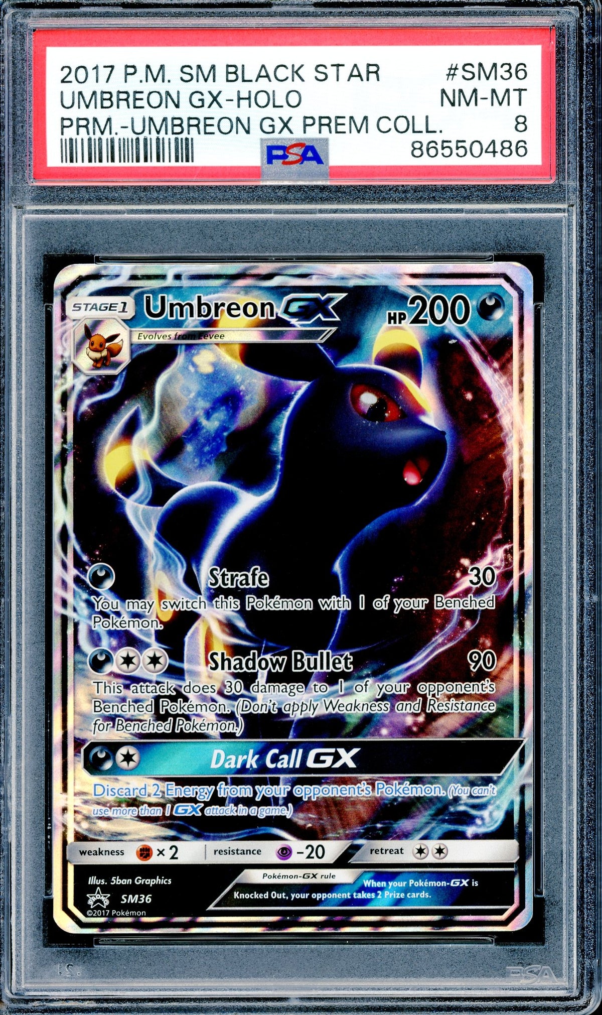 PSA 8 Black Star Promo Umbreon GX (SM36) [S&M Premium Collection GX]