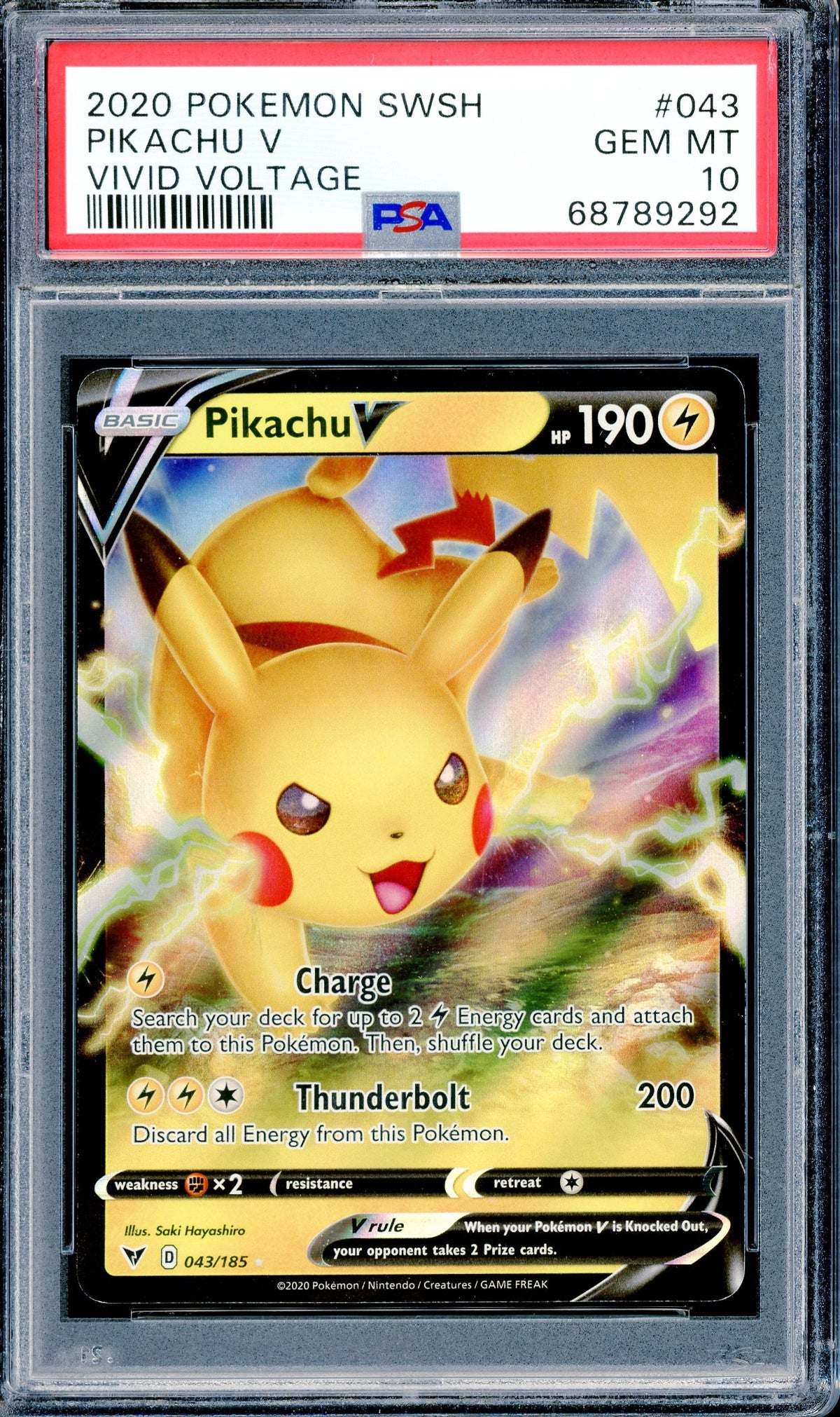 PSA 10 Pikachu V (043/185) [SWSH Vivid Voltage]