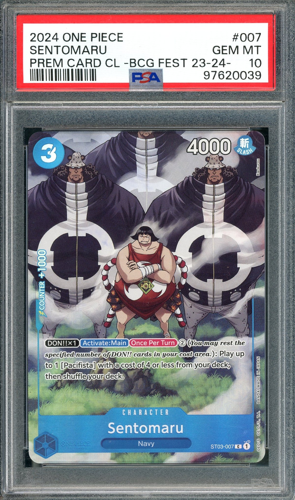 PSA 10 Sentomaru (ST03-007) [One Piece Premium Collection: Starter Deck 3]