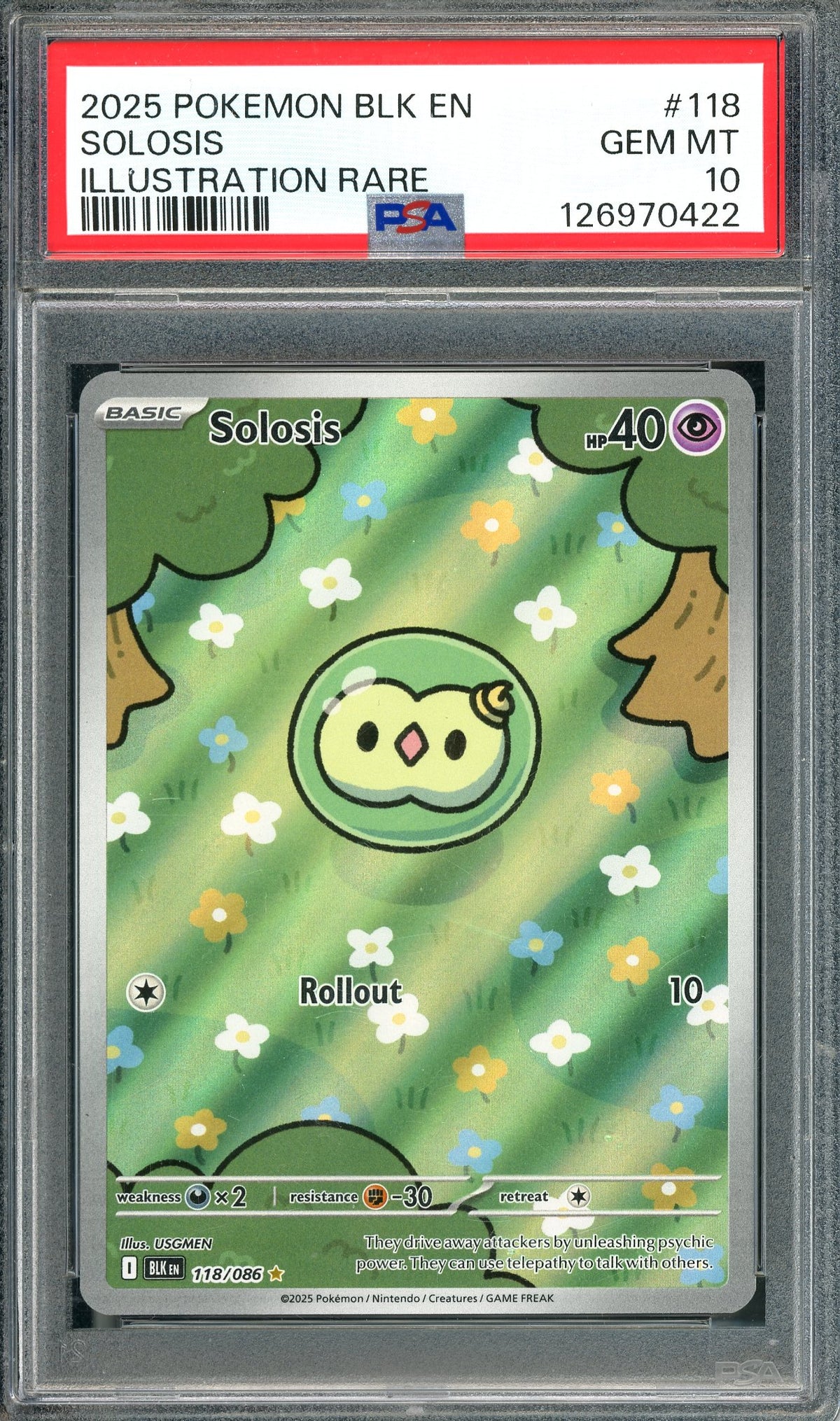 PSA 10 Solosis (118/086) [Pokemon Black Bolt Illustration Rare]