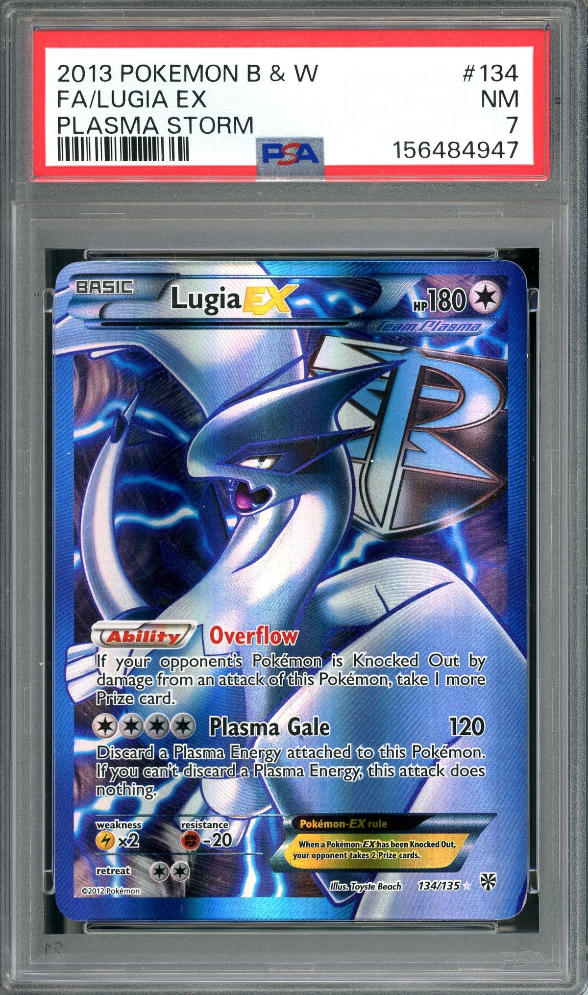 PSA 7 Lugia Ex (134/135) [Plasma Storm]
