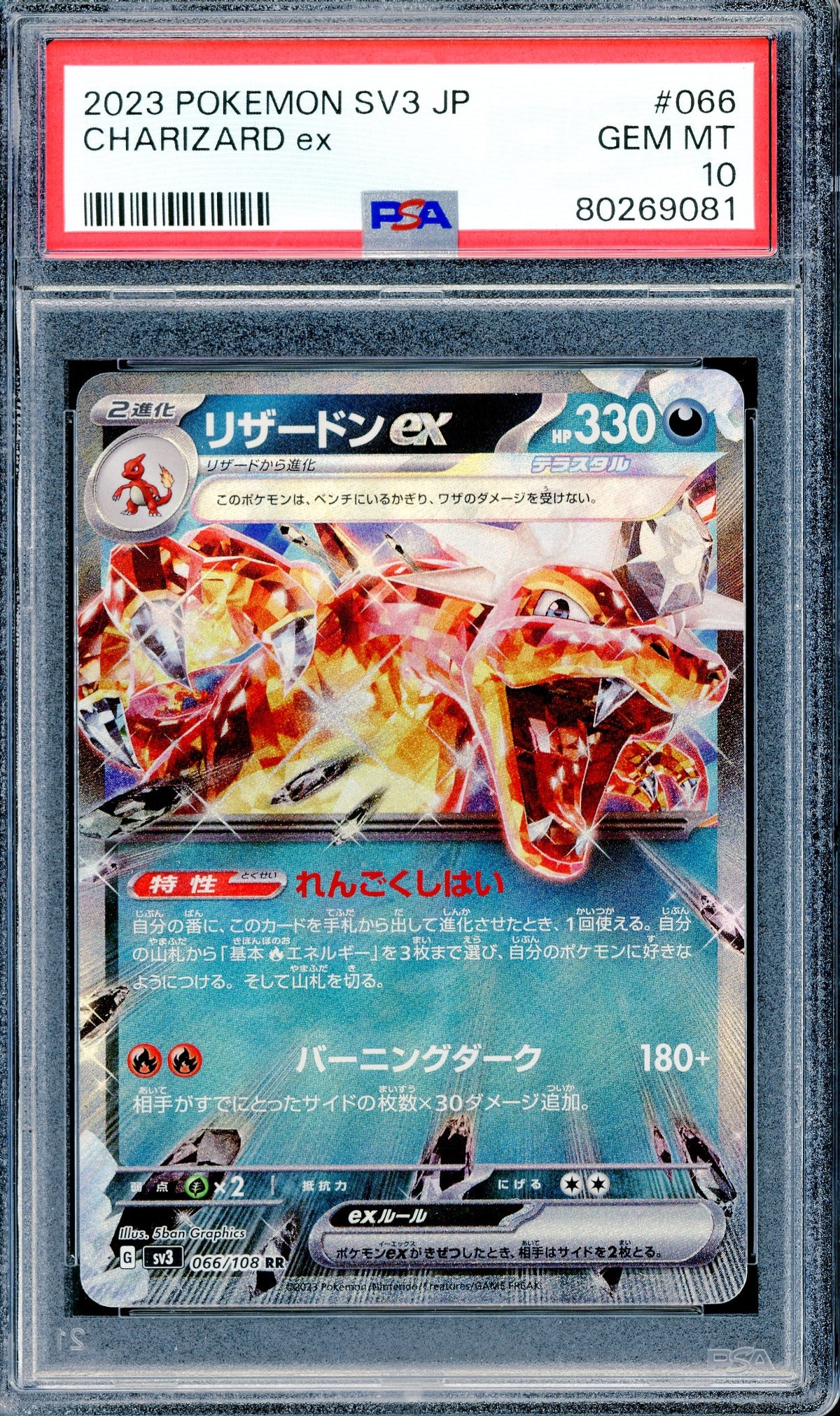 PSA 10 Charizard ex (066/108) [SV3 JP]